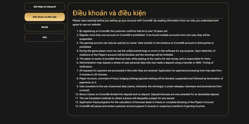 Điều khoản sử dụng tại hệ thống