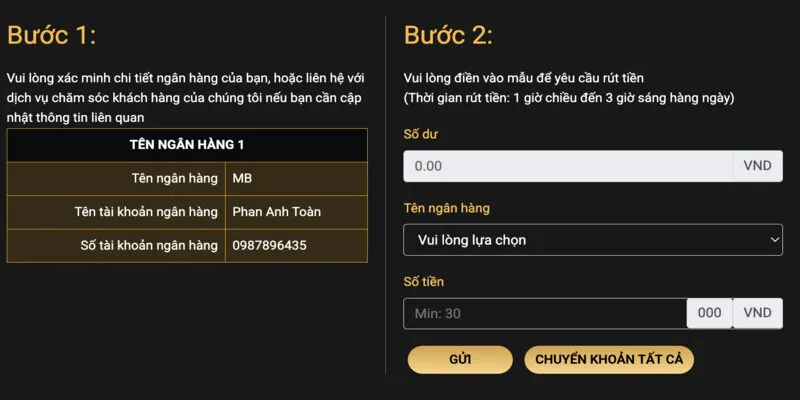 Hướng dẫn rút tiền bằng giao dịch ngân hàng